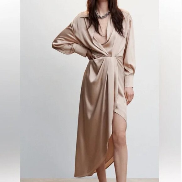 Mango (MNG) Satin Asymmetrical Dress (Small)